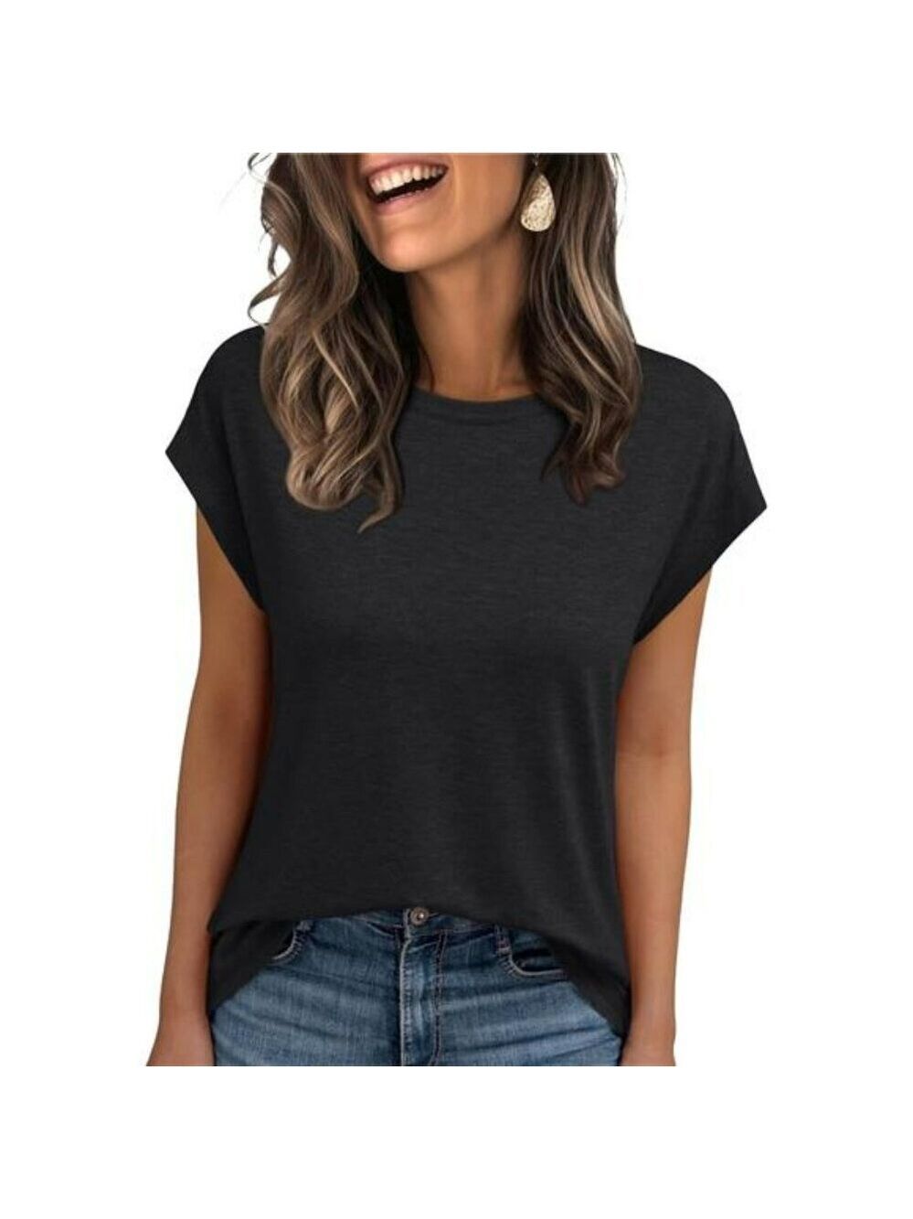 AUTOMET Womens Cap Sleeve Dressy Casual Summer Tops Business Work Tunic Shirt